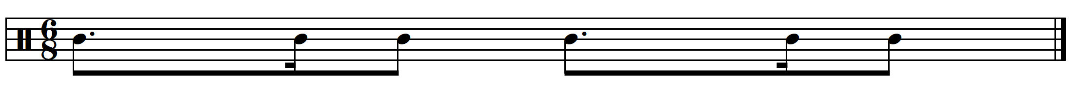 rhythmic dictation compound duple meter example 7